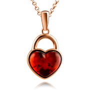 Позолоченный серебряный кулон с янтарем "Сердце"