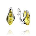 Boucles d'oreilles en argent. Ambre miel