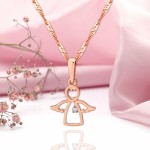 Rødt gull halskjede 585 diamant