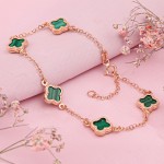 Red gold 585 gold bracelet malachite