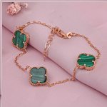 Bracelet en or rouge 585 avec malachite ⌀10 mm