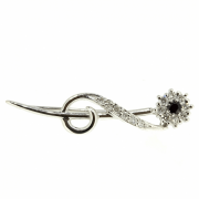 Broche de ouro 'Flor' com safira e diamantes