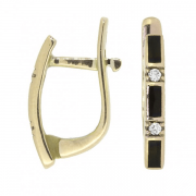 Золотые серьги с бриллиантами и эмалью