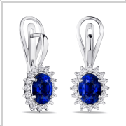 Pendientes de oro con zafiros y diamantes.