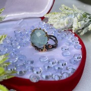 Позолоченное серебряное кольцо с аквамарином и цирконием