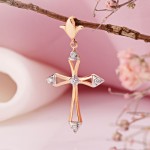 Ryska guld 585 Gold Cross Pendant med diamanter