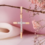 Russisch goud 585 Gold Cross -hanger met diamanten