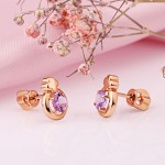 Stud earrings 14К red gold with amethyst