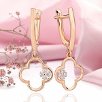 Earrings red gold 585 zirconia