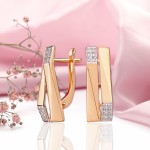 Boucles d'oreilles or rouge 585 zircone