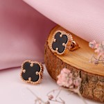 Boucles d'oreille en or rouge 585 onyx Ø 10 mm