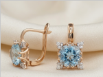 Ohrringe mit Topas und Zirkonia. Russisches Gold