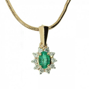 Золотой кулон с изумрудом и бриллиантами