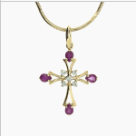 Gouden hanger met robijnen en diamanten