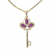 Золотой кулон с рубином и бриллиантом