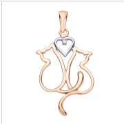 Penjoll d'or "Gatets enamorats" amb diamant