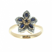 Золотое кольцо с сапфирами и бриллиантами