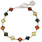 Sølv armbånd. Rav tricolor