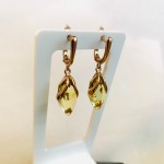 Pendientes de plata bañada en oro con ámbar