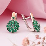 Серьги из серебра 925 пробы с золотом Фианиты