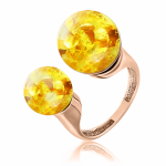 Pozlátený strieborný prsteň „Amber Balls“