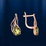 Russian earrings red gold with chrysolite