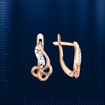 Earrings Russian red gold. Bicolor