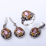 Silver set with amethyst