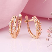 Золотые серьги из красного золота 585 пробы с цирконием, Германия.