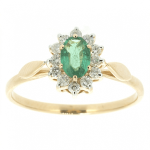Zlatý prsten se smaragdem a diamantem
