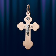 Kreuz mit Diamant aus russischem Gold
