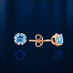 Stud earrings Russian gold & topaz