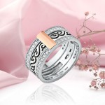 Trasformatore ad anello in argento con zirconi e oro