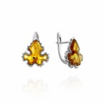 Boucles d'oreilles en argent avec ambre "érable"