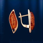 Earrings with amber. Russian gold