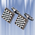 Cufflinks with onyx, mother of pearl. Silver