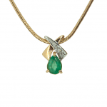 Golden pendant with emerald and diamonds