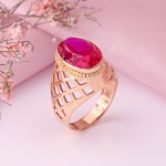 Gold ring with corundum ruby ​​Russian gold 585