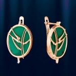 Серьги с хризопразом, красное золото 585 пробы.