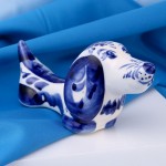 Gzhel porcelain dog "Dachshund"