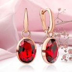 Gold-plated silver earrings. Tourmaline red