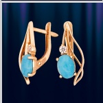 Earrings Russian gold and turquoise
