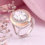 Stříbrný prsten "Dora" se zirkony a zlatem