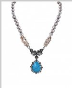 Collar con colgante de perla rosa