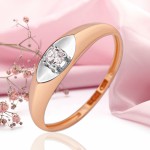 Златни прстен од црвеног злата 585 са цирконијумом