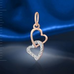 Gold pendant "Two Hearts". Diamonds