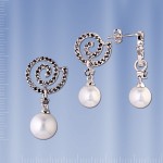 Silver set with pearl