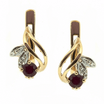 Gold earrings with rubies and diamonds