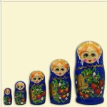 Matrjoška "Rossinka" 5 figurek modrá