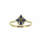 Golden ring with sapphires and diamonds